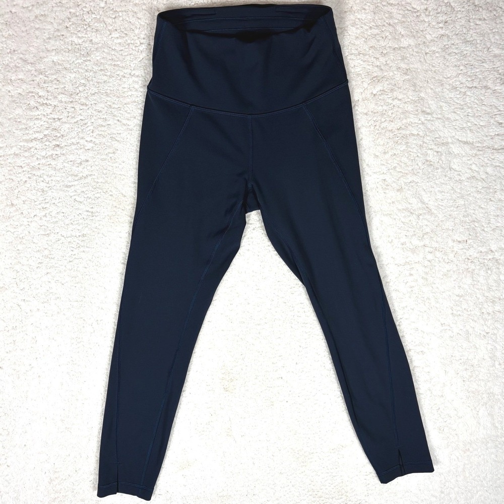 Lululemon High Rise Leggings Navy Blue Split Hem Athletic Pants Size 6 LW5GYIS - Picture 1 of 8
